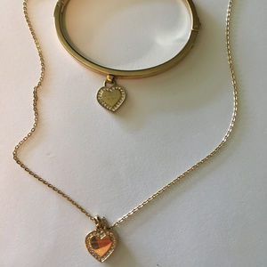 Michael Kors Gold Heart Bracelet & Necklace Set